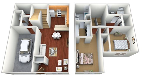 Floor plan for 2 beds, 2.5 baths, 1444 sqft